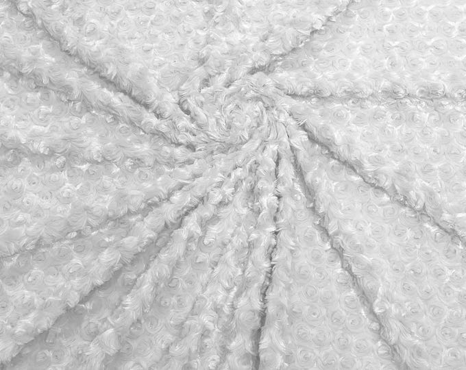 White Minky Swirl Rosebud Plush Fur Fabric| 58" Wide | Apparel.