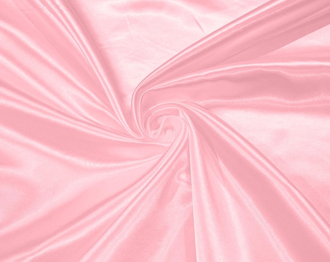 Pink Heavy Shiny Polyester Bridal Satin Fabric 58" Wide | Bridesmaid Dresses| Wedding Fashion.