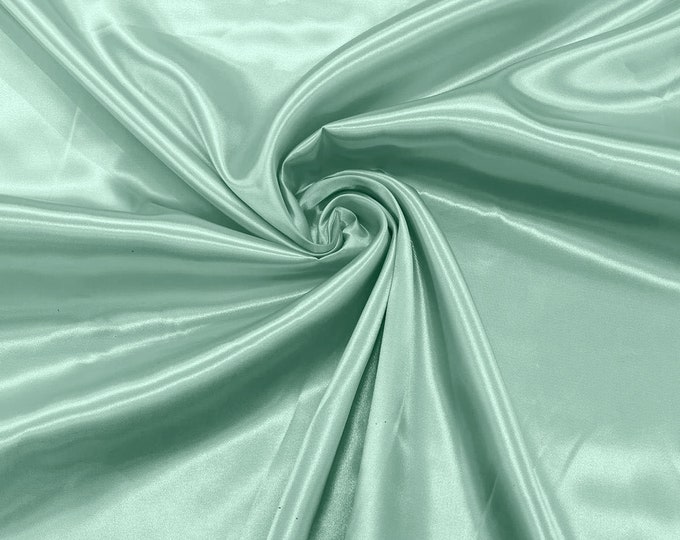 Ice Mint Green Shiny Charmeuse Satin Fabric for Wedding Dress/Crafts Costumes/58” Wide /Silky Satin