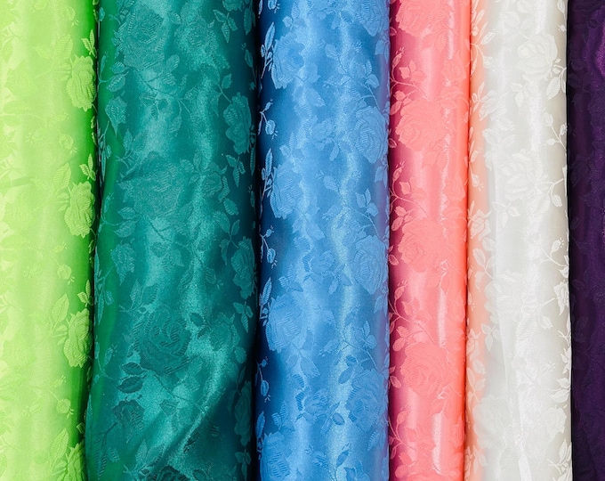 Floral Brocade Jacquard Satin Fabric 58" Wide| Sold By The Yard.