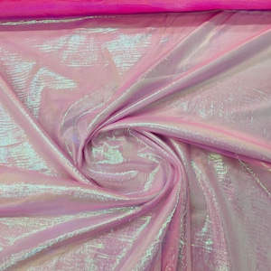 Hot Pink Crush Iridescent Shimmer Organza Fabric 45” Wide, Sells by The Yard.