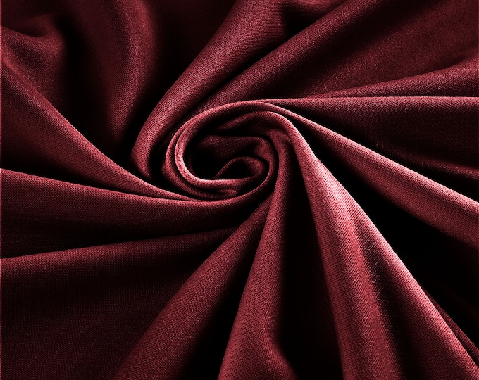 Burgundy Stretch Crepe Scuba Techno Knit Polyester Spandex Fabric for Bows, Top Knots, Head Wraps, Clothes, Costumes, Crafts