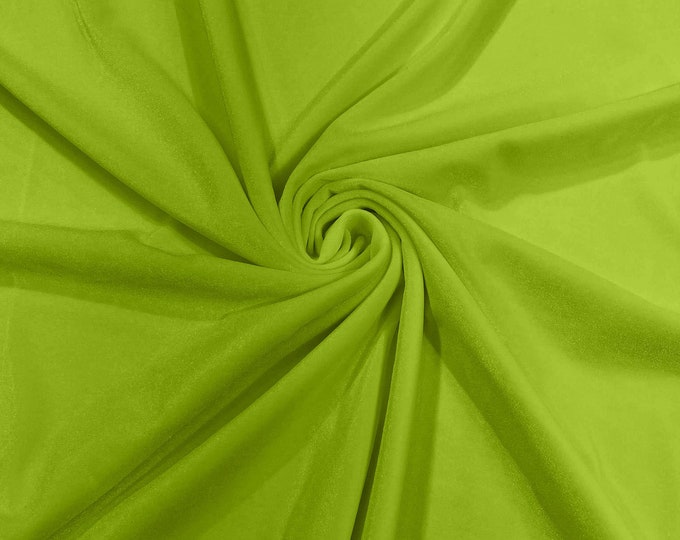 Lime 60" Wide 90% Polyester 10 percent Spandex Stretch Velvet Fabric for Sewing Apparel Costumes Craft, Sold By The Yard.