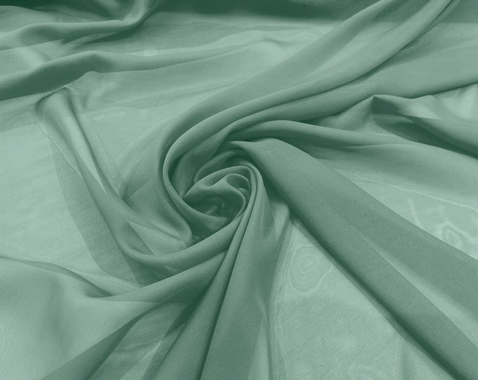 Sea Foam 58/60" Wide 100% Polyester Soft Light Weight, Sheer, See Through Chiffon Fabric/ Bridal Apparel | Dresses | Costumes/ Backdrop