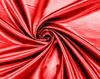 Red Heavy Shiny Bridal Satin Fabric for Wedding Dress, 60" inches wide sold by The Yard. New Colors