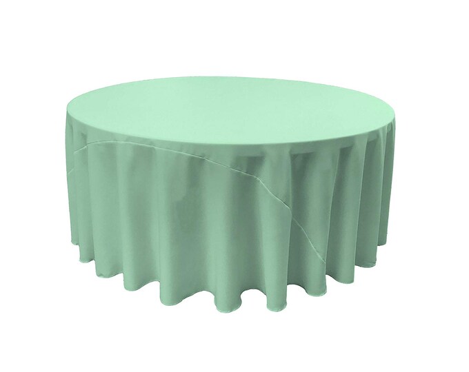 Ice Mint - Solid Round Polyester Poplin Tablecloth With Seamless.