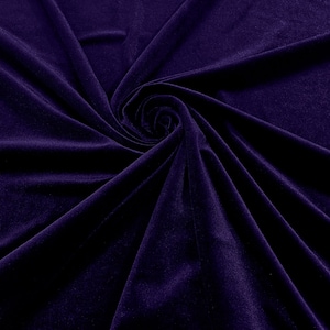 Dark Purple 60&quot; Wide 90% Polyester 10 percent Spandex Stretch Velvet Fabric for Sewing Apparel Costumes Craft, Sold By The Yard.
