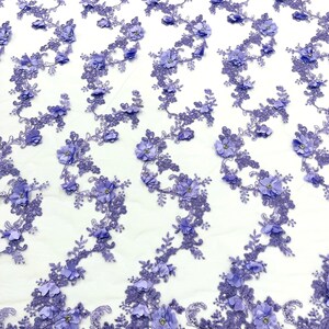 3D Floral Design Embroider and Beaded With Rhinestones on a Mesh Lace-Prom-Fashion-Sold by Yard. Ivory main image 0