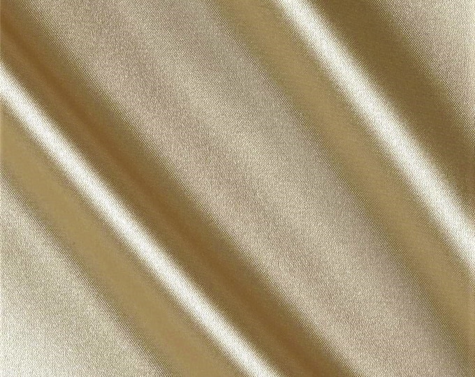 Champagne Heavy Shiny Bridal Satin Fabric for Wedding Dress, 60" inches wide sold by The Yard.