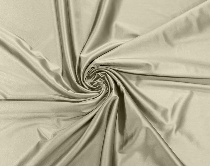 Cream/Beige Deluxe Shiny Polyester Spandex Fabric Stretch 58" Wide Sold by The Yard.