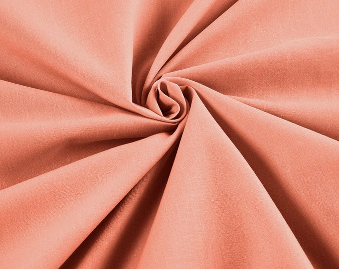 Coral - 58-59" Wide Premium Light Weight Poly Cotton Blend Broadcloth Fabric Sold By The Yard.