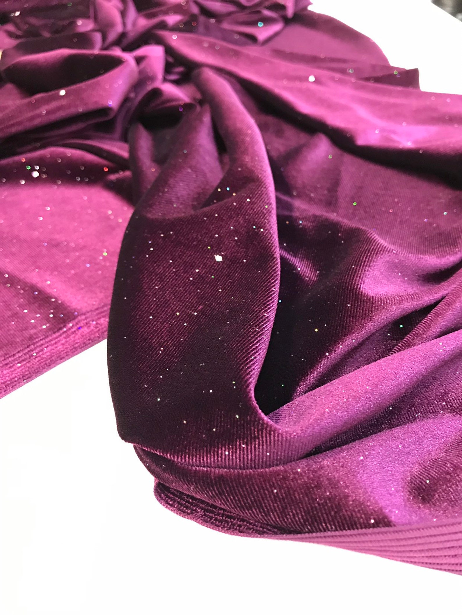 Dark purple stretch velvet with silver iridescent | Etsy