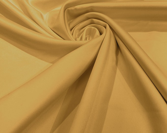 Gold Matte Stretch Lamour Satin Fabric 58" Wide/Sold By The Yard. New Colors