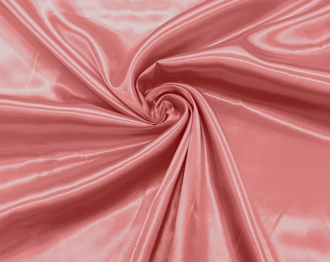 Light Coral - Shiny Charmeuse Satin Fabric for Wedding Dress/Crafts Costumes/58” Wide /Silky Satin