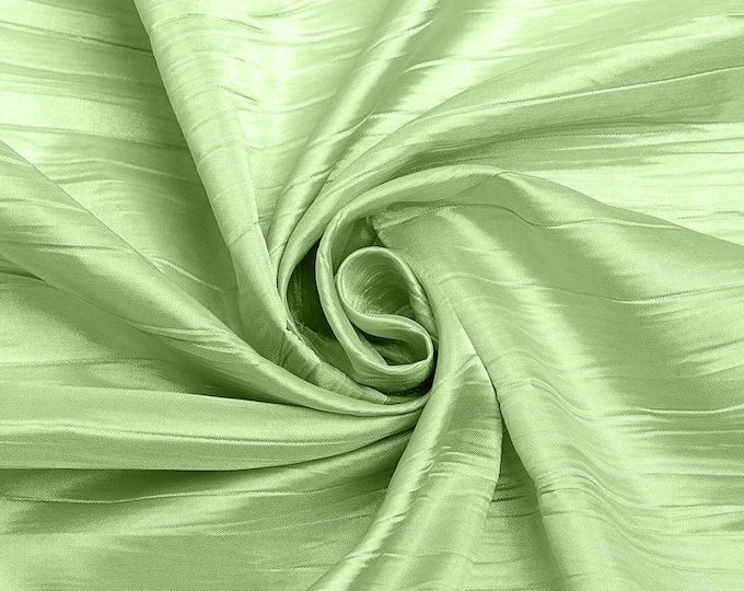 Mint - Crushed Taffeta Fabric - 54" Width - Creased Clothing Decorations Crafts - Sold By The Yard