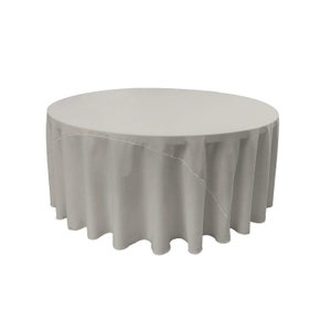 Silver - Solid Round Polyester Poplin Tablecloth With Seamless.