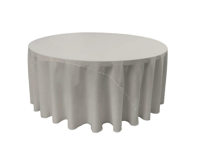 Silver - Solid Round Polyester Poplin Tablecloth With Seamless.