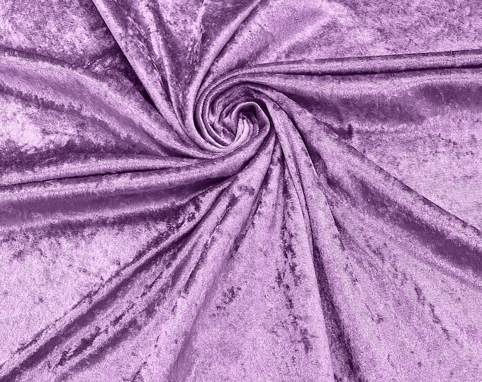 Lavender 59" Wide Crushed Stretch Panne Velvet Velour Fabric Sold By The Yard.