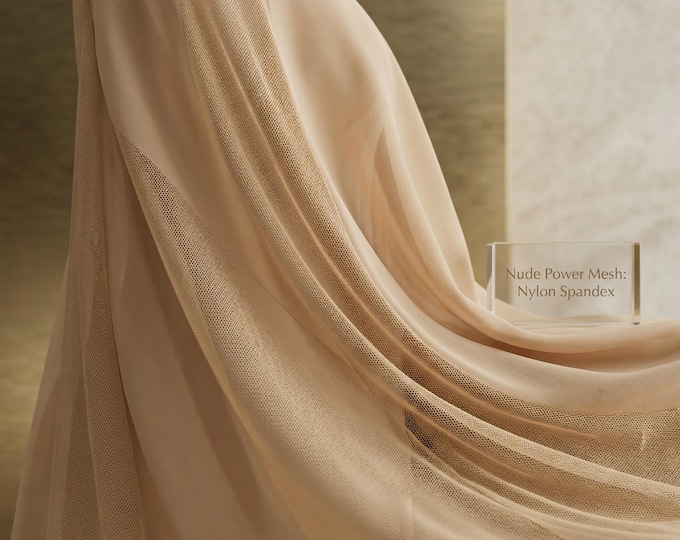 Nude Power Mesh Fabric Nylon Spandex 4 Way Stretch Sheer Soft Tulle Fabric by the Yard for Lingerie Dancewear Bridal Sewing