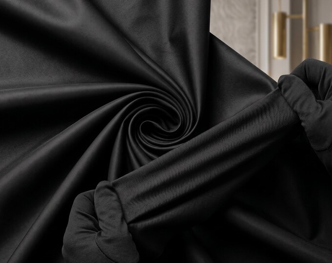 Black Stretch Two Tone Taffeta Fabric by the Yard – Medium Weight Polyester Spandex Taffeta for Gowns, Bridal & Event Decor
