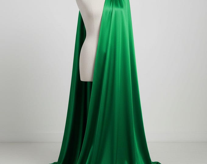 Kelly Green Fabric Yard, Shiny Deluxe Polyester Spandex Stretch 58" Wide for Costumes and Activewear