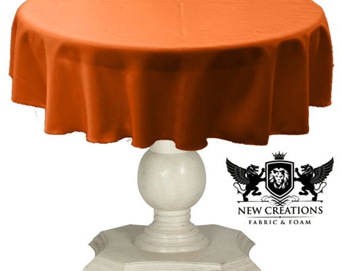 Dark Orange Tablecloth Solid Dull Bridal Satin Overlay for Small Coffee Table Seamless.