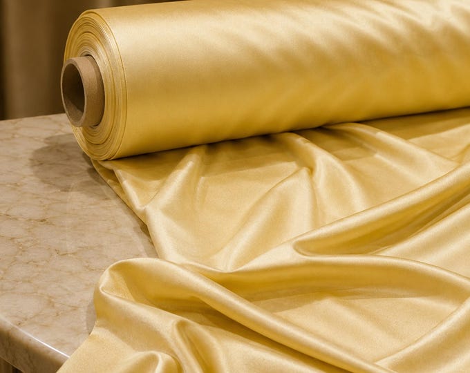 Gold Shiny Milliskin Spandex Fabric By The Yard, 4 Way Stretch Nylon Tricot For Swimwear Costumes Dancewear