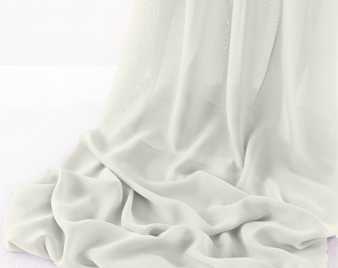 Ivory 5 Yards Chelsea Wool Dobby Chiffon Fabric/58" Wide Sheer Fabric/Solid Color Draping Fabric for Wedding Party Easter Backdrop.