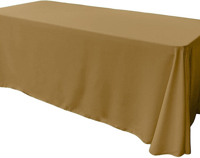 Khaki - Rectangular Polyester Poplin Tablecloth Floor Length / Party supply