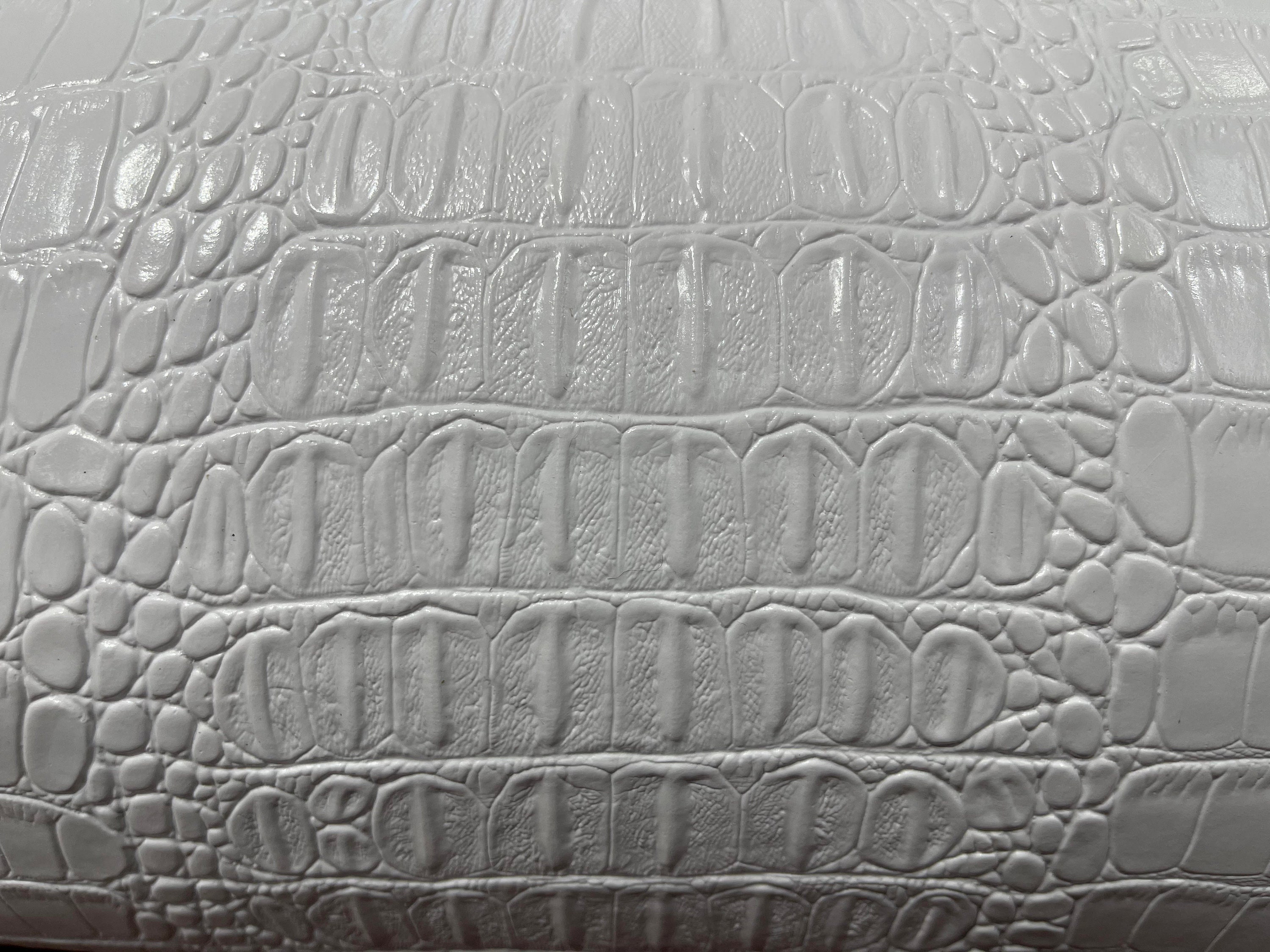 White  3D Embossed Gator Faux Leather Vinyl Fabric – Fashion Fabrics  LLC