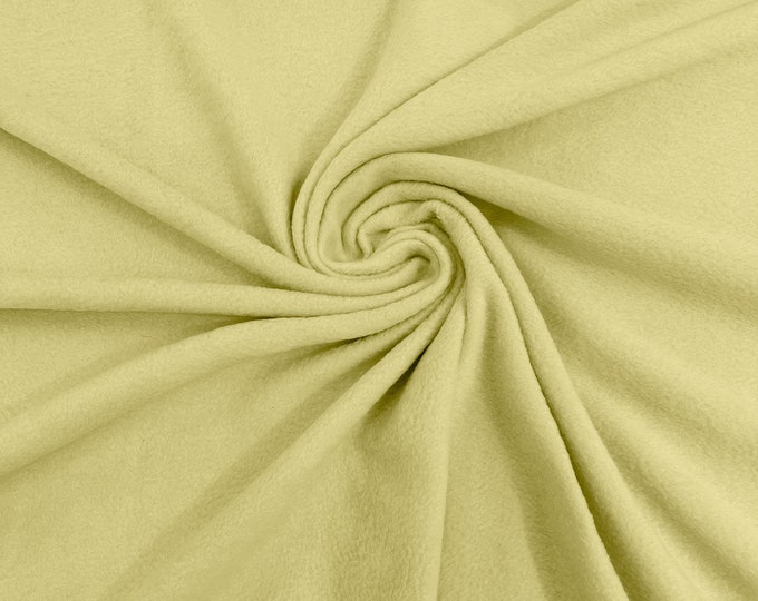 Light Yellow Solid Polar Fleece Fabric Anti-Pill 58" Wide Sold by The Yard.