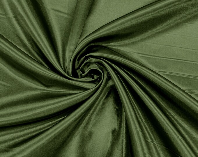 Light Olive Heavy Shiny Bridal Satin Fabric for Wedding Dress, 60" inches wide sold by The Yard. New Colors