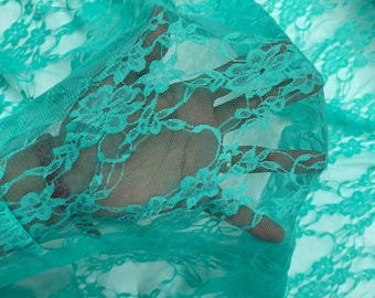 Jade Floral Vintage 4-Way Stretch Lace Fabric| 58" Wide| Costume| Apparel| by the yard.