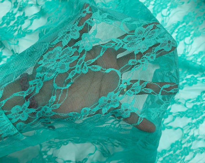 Jade Floral Vintage 4-Way Stretch Lace Fabric| 58" Wide| Costume| Apparel| by the yard.