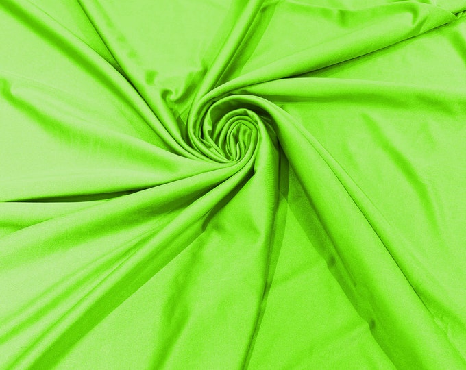 Neon Green Shiny Milliskin Nylon Spandex Fabric 4 Way Stretch 58" Wide Sold by The Yard