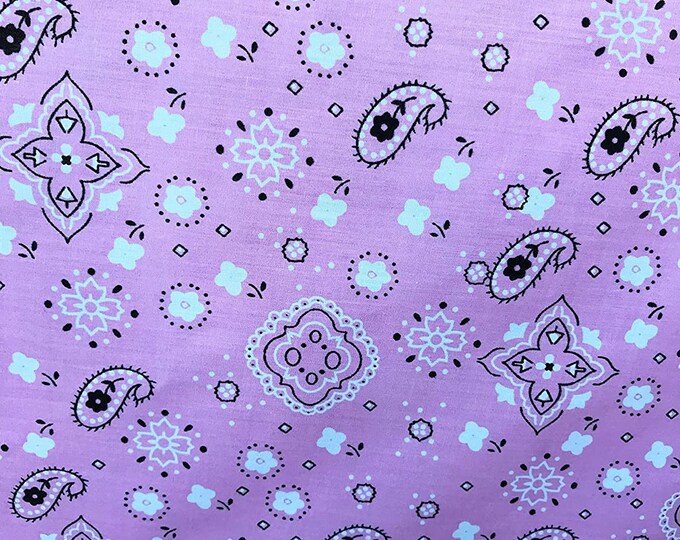 Pink 58/59" Wide 65% Polyester 35 percent  Cotton Bandanna Print Fabric, Good for Face Mask Covers, Sold By The Yard.