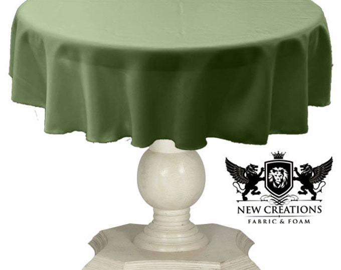 Light Sage Green Tablecloth Solid Dull Bridal Satin Overlay for Small Coffee Table Seamless.