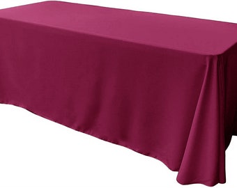 Magenta - Rectangular Polyester Poplin Tablecloth Floor Length / Party supply