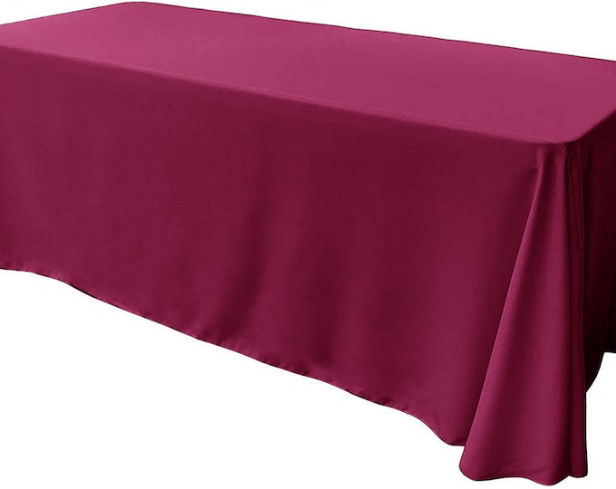 Magenta - Rectangular Polyester Poplin Tablecloth Floor Length / Party supply