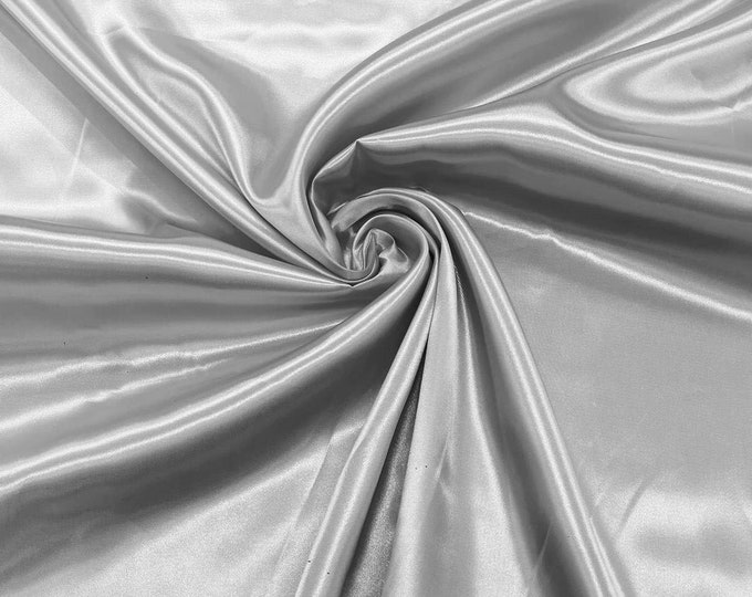 Silver - Shiny Charmeuse Satin Fabric for Wedding Dress/Crafts Costumes/58” Wide /Silky Satin