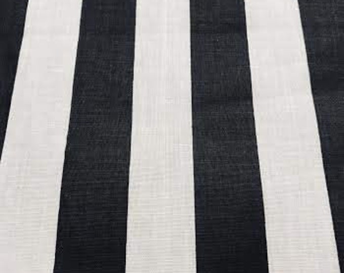 Black on White 60" Wide by 1" Stripe Poly Cotton Fabric Sold By The Yard.