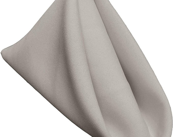 18 x 18 Inches Polyester Poplin Decorative Table Napkins, Party Supply - Pack of 12 - Silver