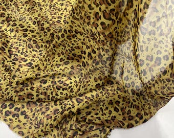 Cheetah/Leopard Chiffon Fabric, Soft Chiffon Fabric for Shirts, Summer Clothes, Lady Dress, Daily Wear, Cosplay, Gown/By The Yard