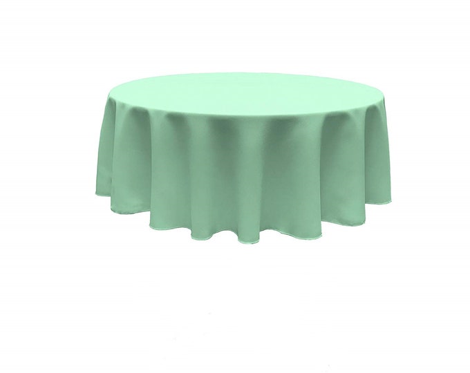 Aqua - Solid Round Polyester Poplin Tablecloth Seamless.