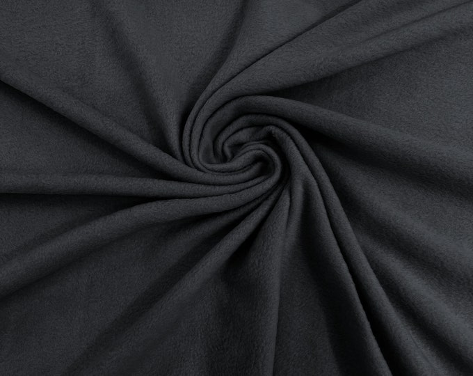 Charcoal Solid Polar Fleece Fabric Anti-Pill 58" Wide Sold by The Yard.