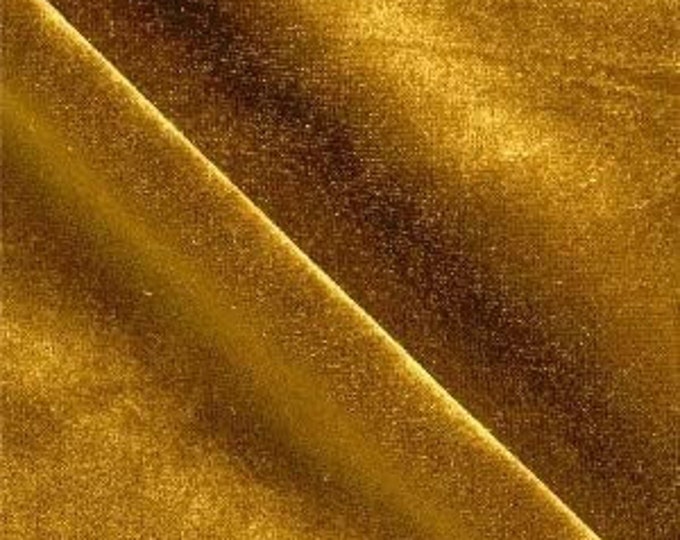 Dark Gold 60" Wide 90% Polyester 10 percent Spandex Stretch Velvet Fabric for Sewing Apparel Costumes Craft, Sold By The Yard.