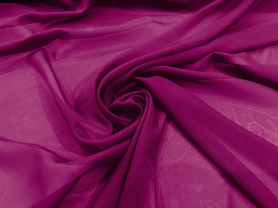 Magenta 5 Yards 60" Wide Sheer Fabric Chiffon Fabric by The Yard Continuous Solid Color Draping Fabric for Wedding Party Easter Backdrop