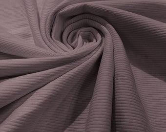 Could Gray - Heavy Weight 380GSM Stretch Rib Knit Fabric Rayon Spandex (By The Yard)