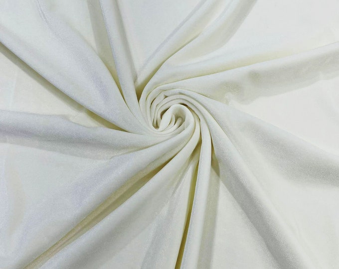 Ivory 60" Wide 90% Polyester 10 percent  Spandex Stretch Velvet Fabric for Sewing Apparel Costumes Craft, Sold By The Yard.