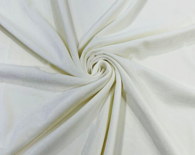 Ivory 60" Wide 90% Polyester 10 percent  Spandex Stretch Velvet Fabric for Sewing Apparel Costumes Craft, Sold By The Yard.